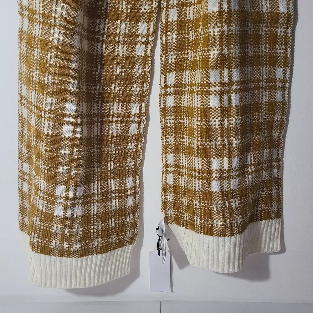 Timberland Retro Plaid Scarf Brown Ivory Ribbed Edge Comfy Warm Soft New Nwt $60